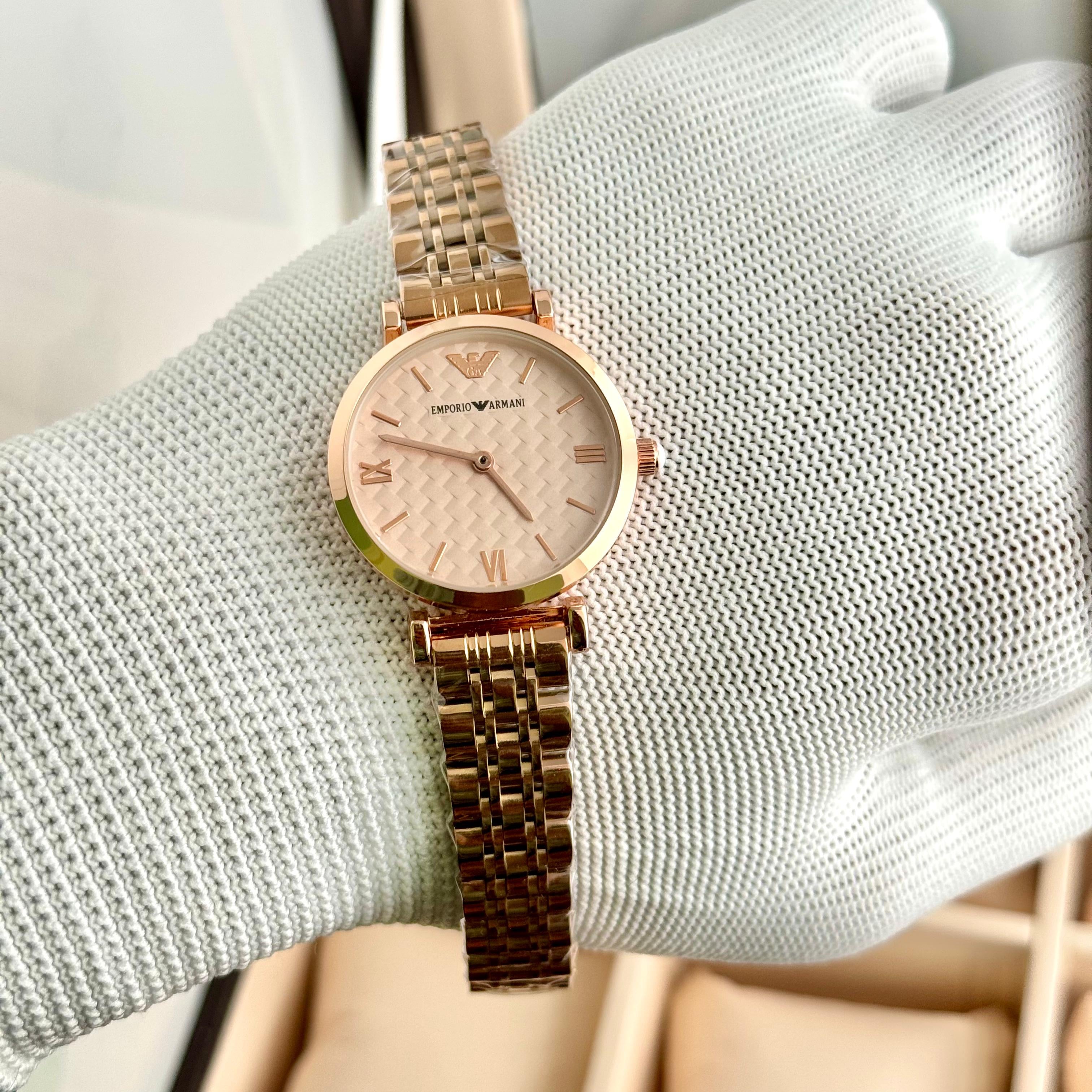 Emporio Armani Textured Pattern Rose Gold Dial Edition