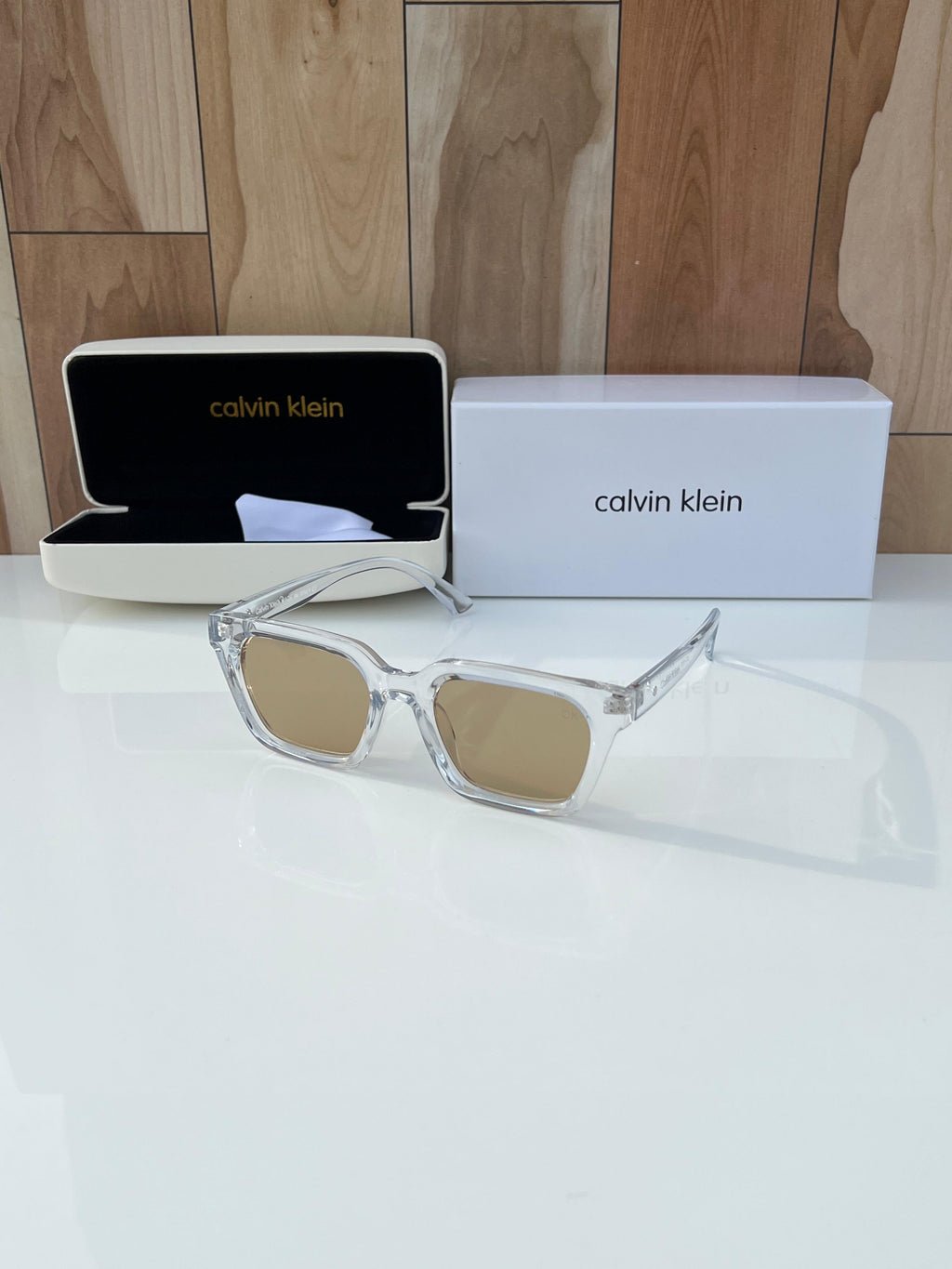 Calvin Klein White Brown Sunglasses