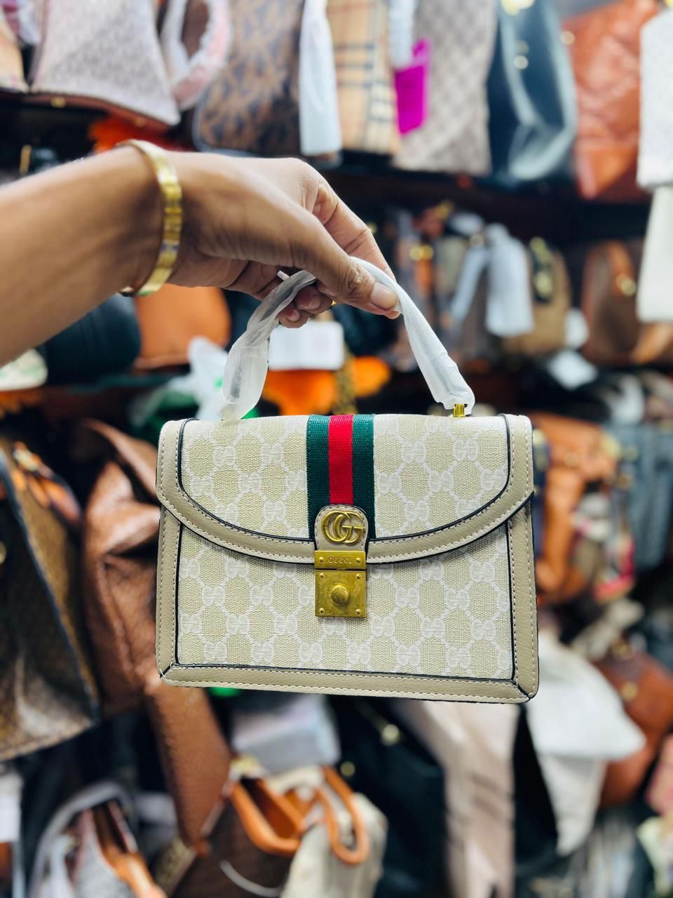 Gucci Ophidia Web Top Handle Bag