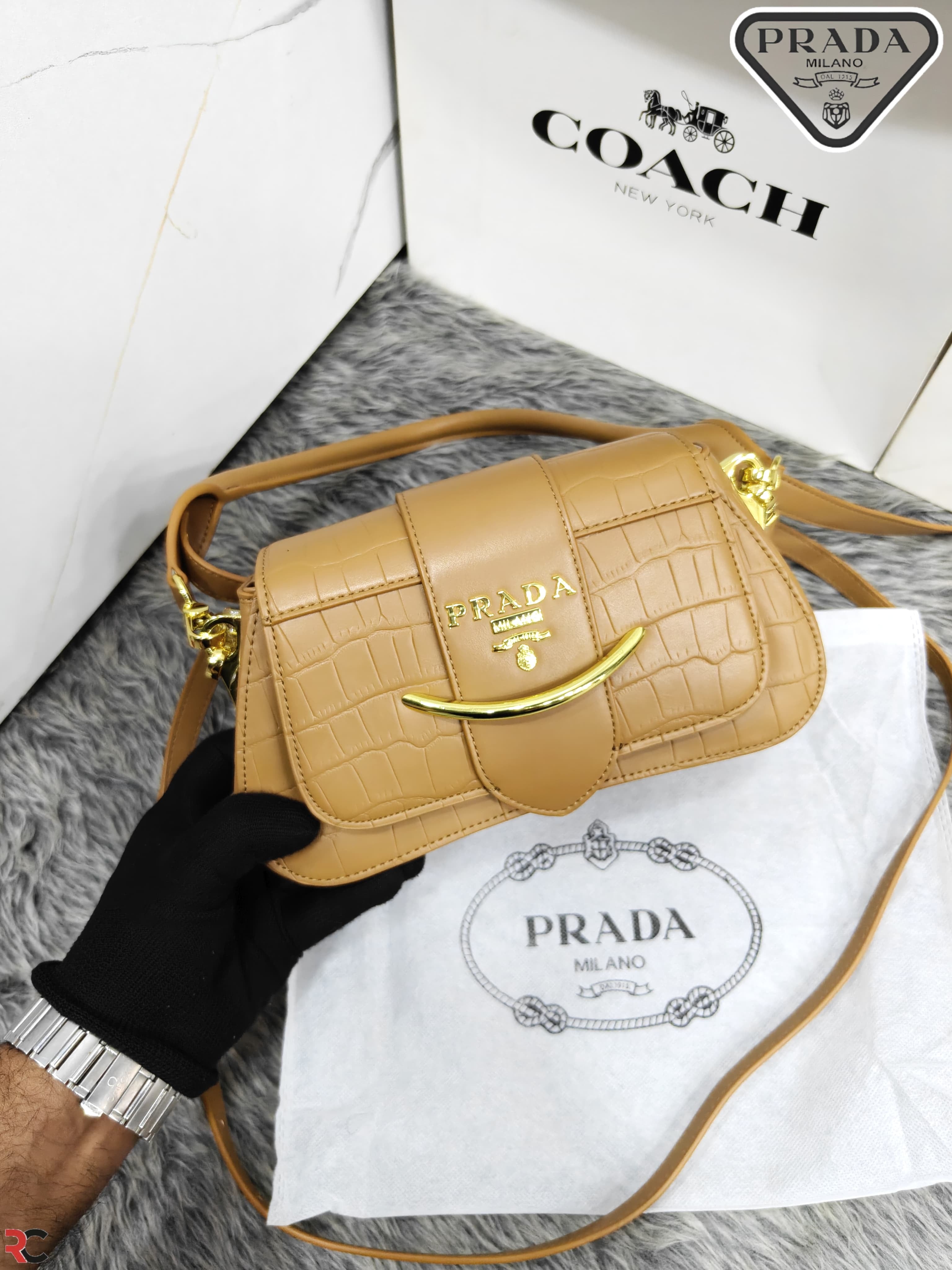 Prada Sidonie Croc Effect