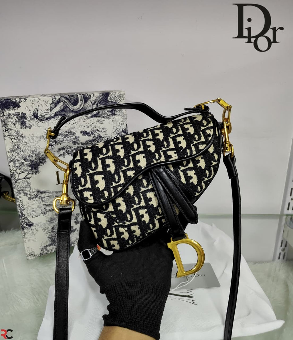 Dior Mini Oblique Jacquard Saddle Bag