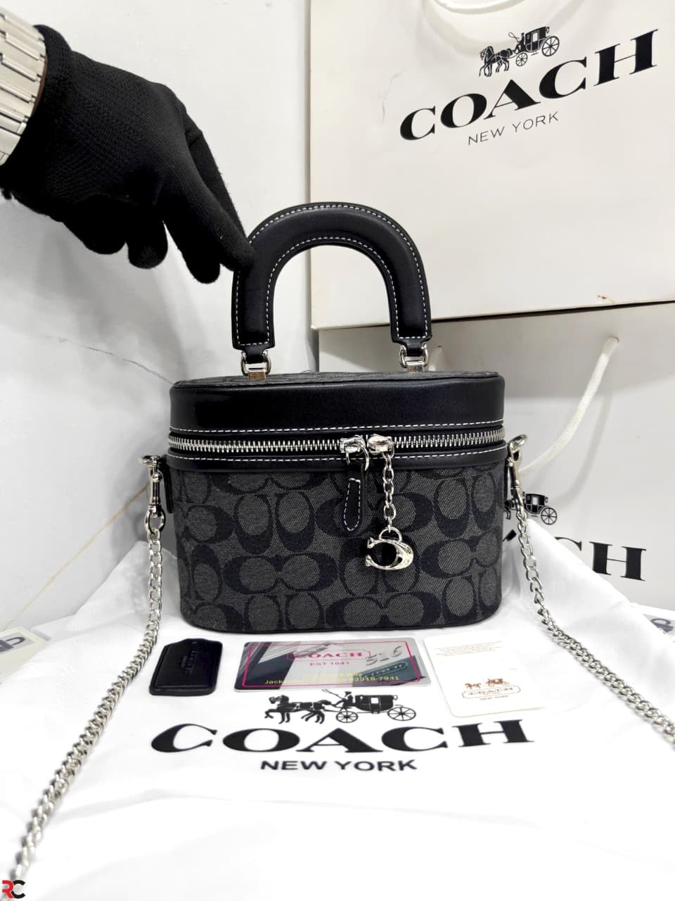 Coach Crystal Signature Jacquard Trail Bag
