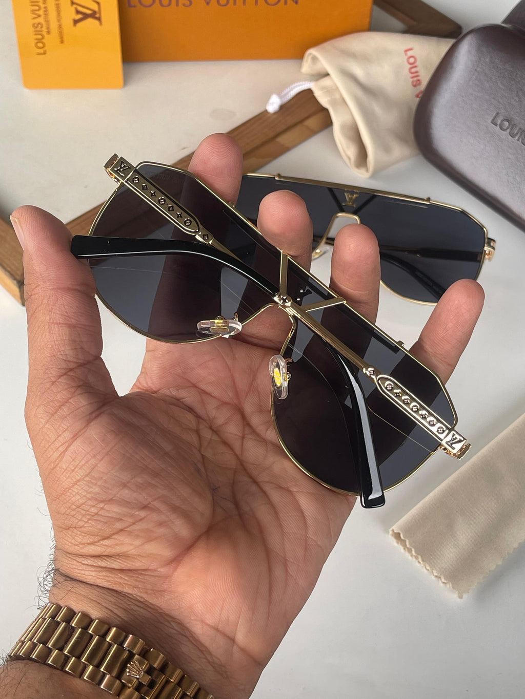Louis Vuitton Gold Black Sunglasses