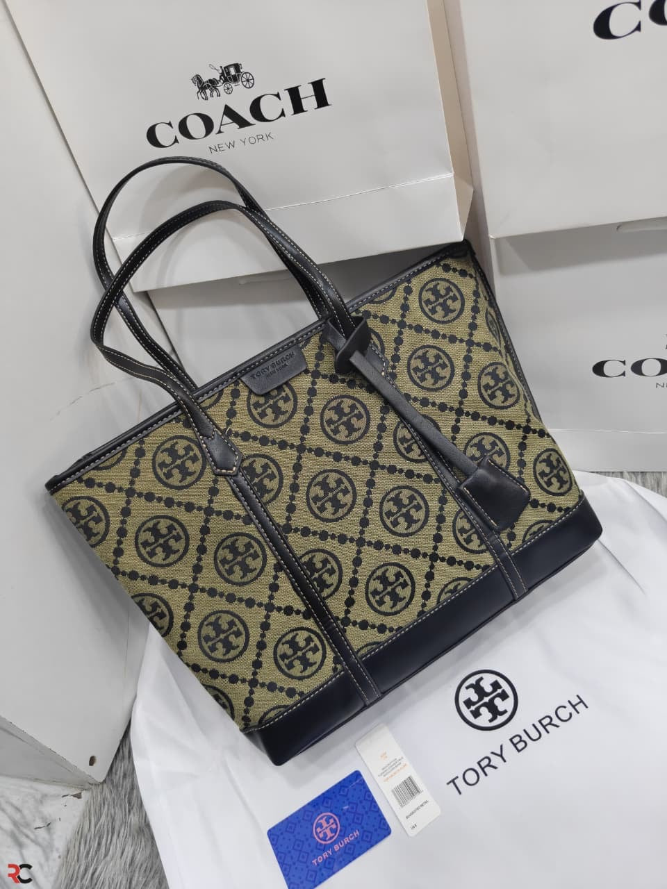 Tory Burch Perry Jacquard T Monogram Tote Bag