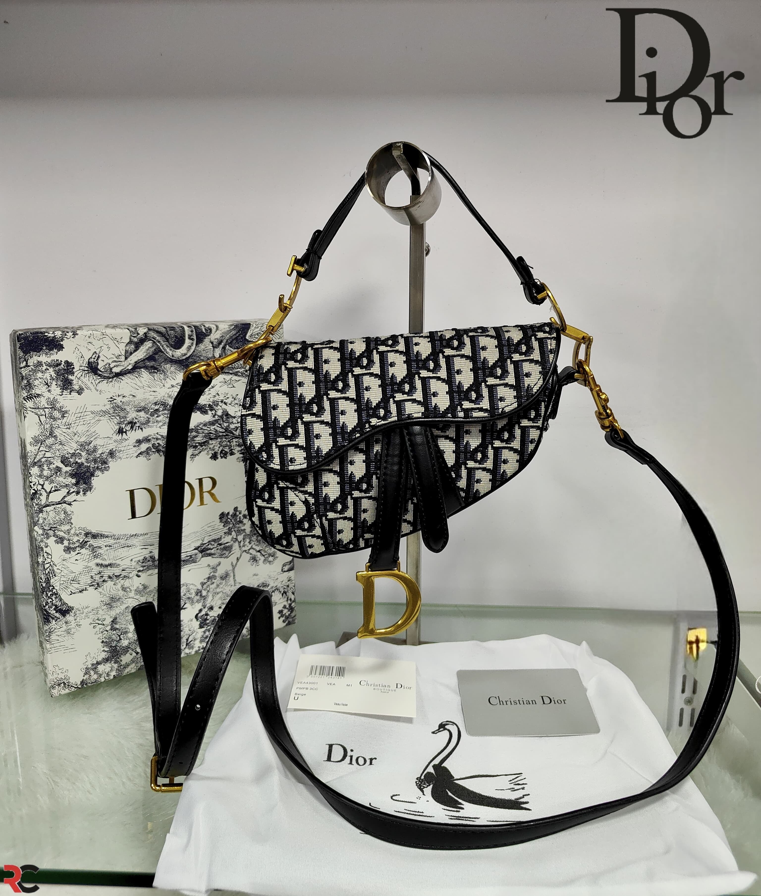 Dior Mini Oblique Jacquard Saddle Bag