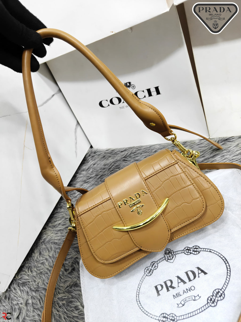 Prada Sidonie Croc Effect