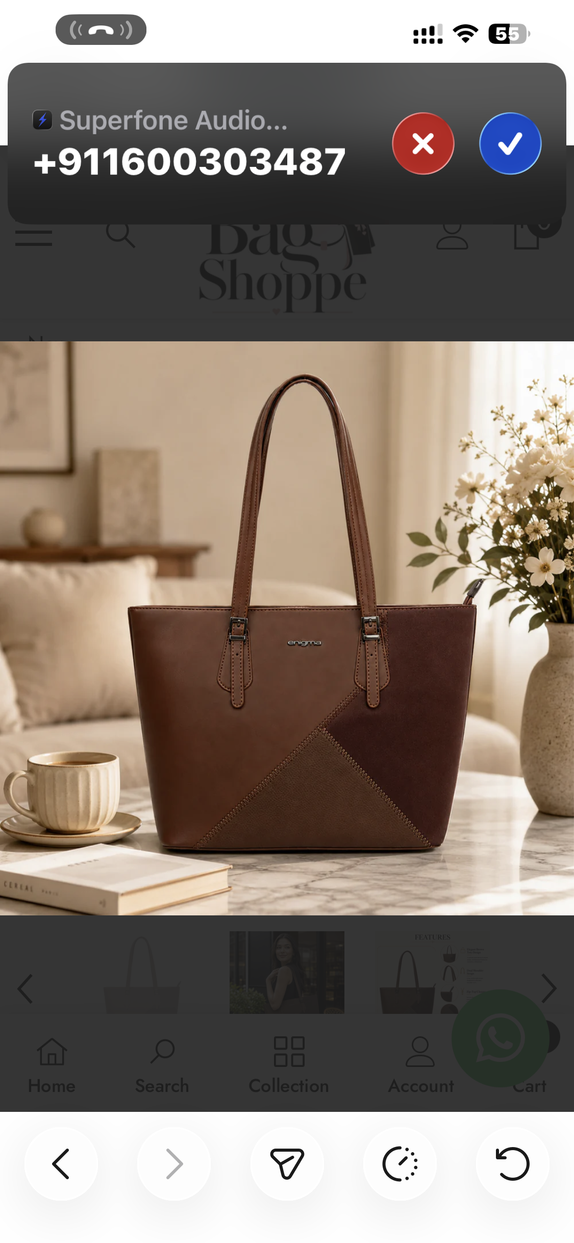 Brown Enigma Dual-Panel Handbag