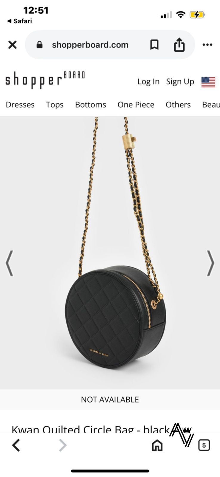 Charles & Keith Kwan Quilted Black Circle Bag