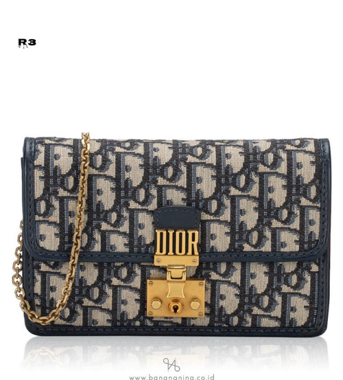 Dior Canvas Embroidery Lock Sling Bag