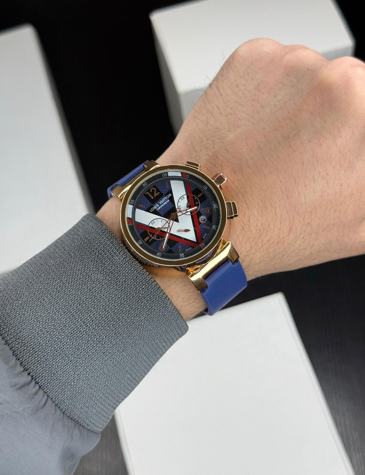 Louis Vuitton Tambour Damier Cobalt Chronograph