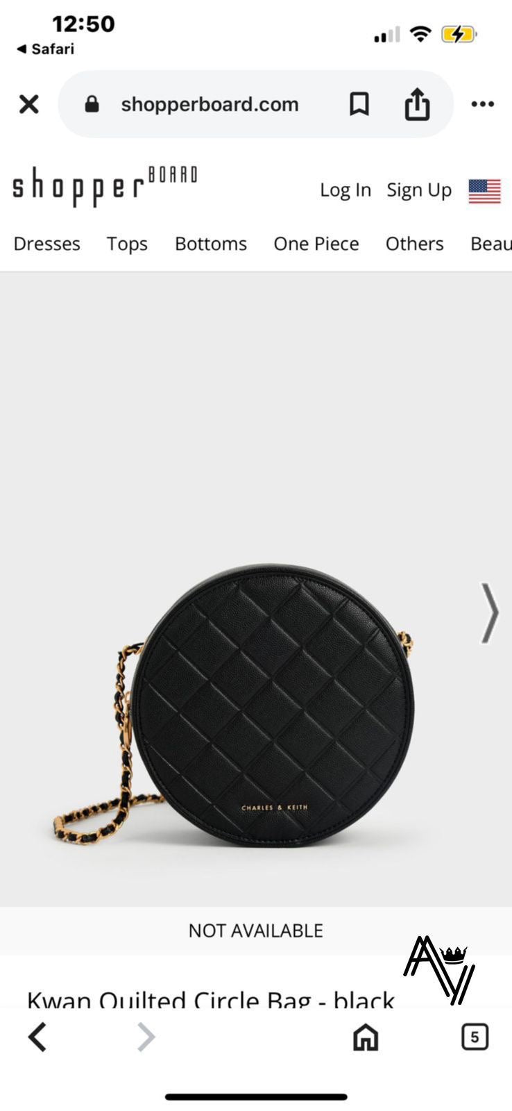 Charles & Keith Kwan Quilted Black Circle Bag