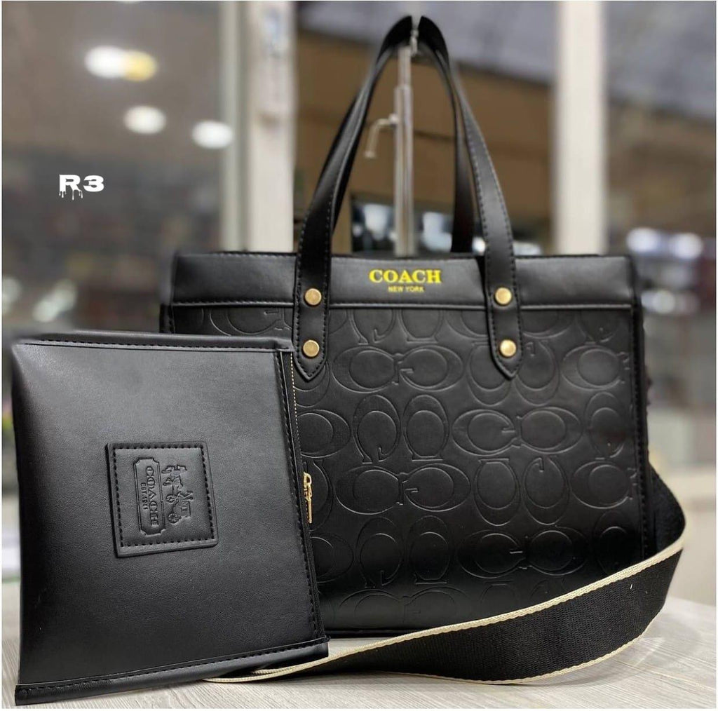 Coach 2pc Canvas Field Tote Bag & Emboss Field Tote Bag