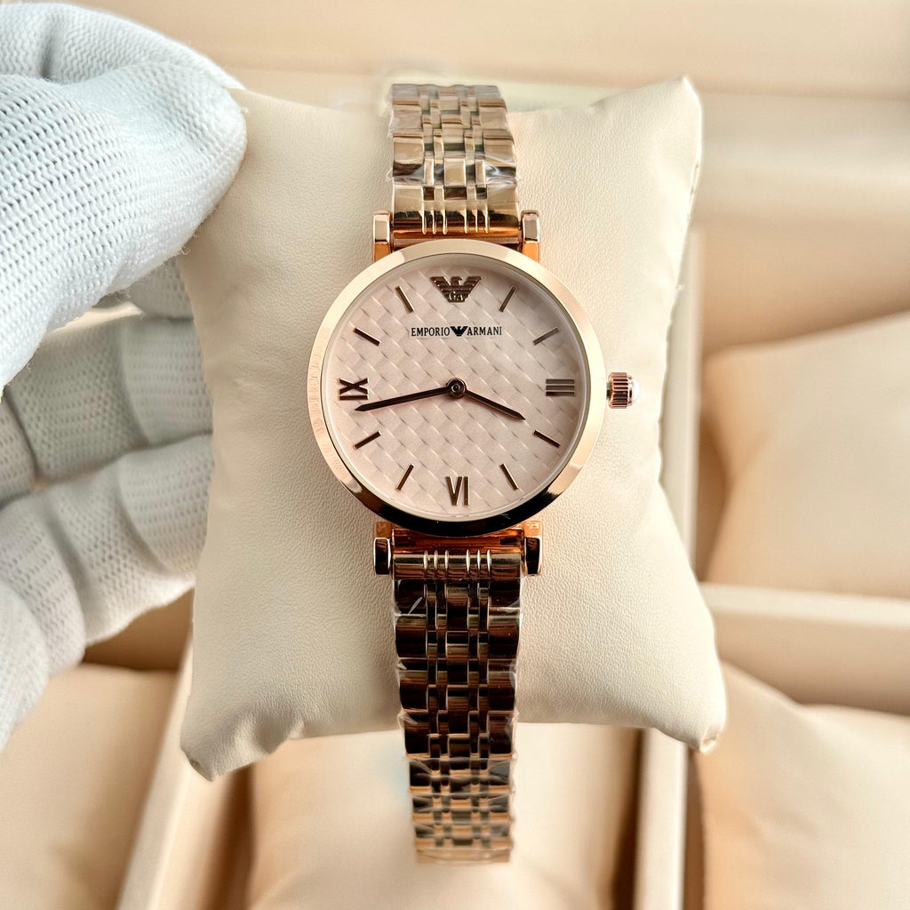 Emporio Armani Textured Pattern Rose Gold Dial Edition