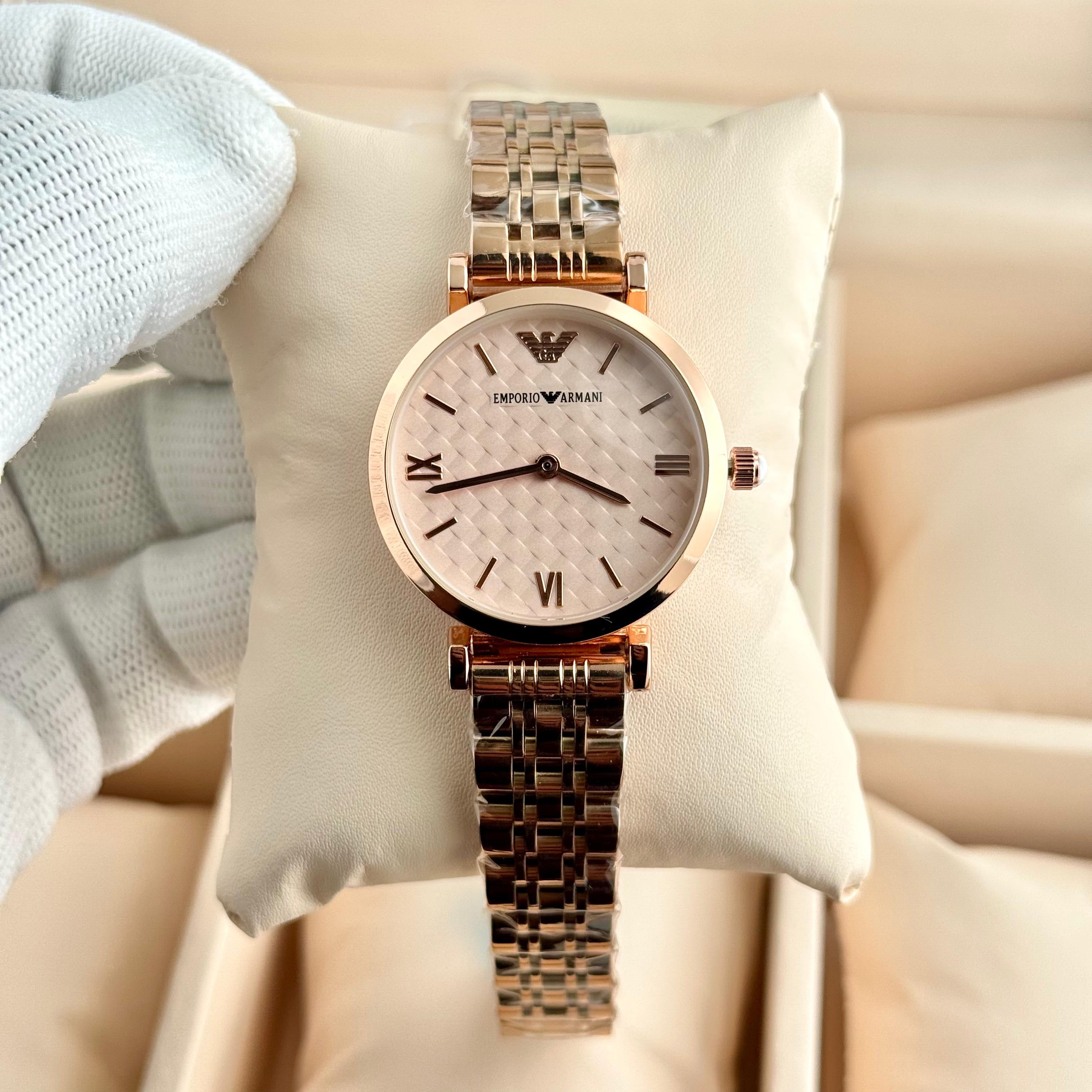 Emporio Armani Textured Pattern Rose Gold Dial Edition