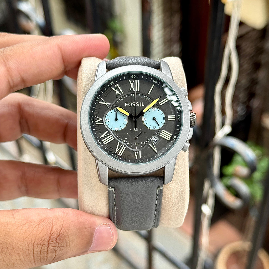Fossil Grey Leather Chronograph Series