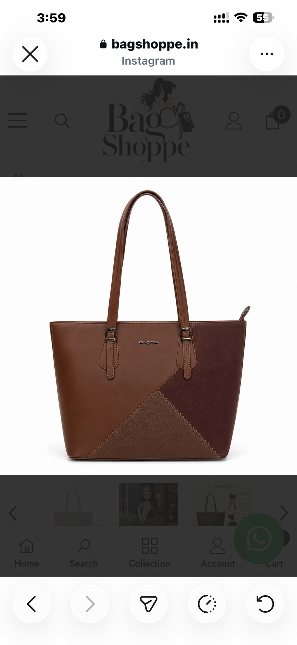 Brown Enigma Dual-Panel Handbag