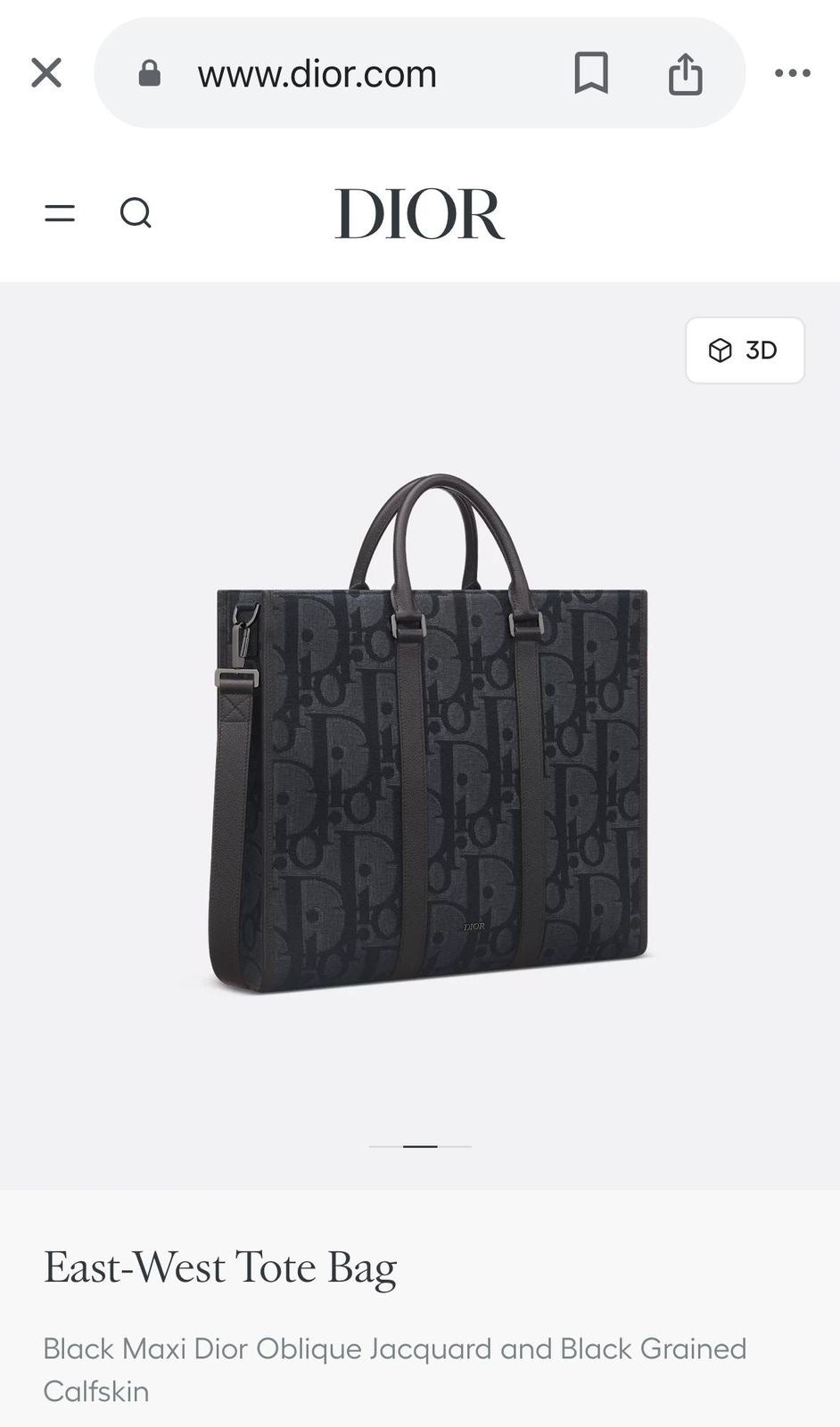 Christian Dior East-West Tote Bag