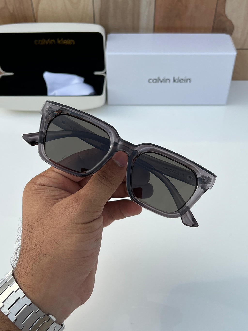 Calvin Klein Grey Green Sunglasses