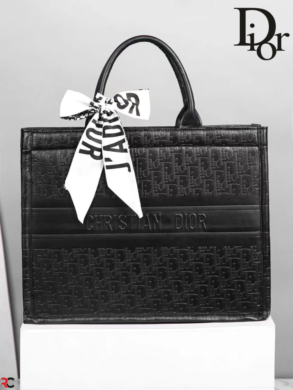 Christian Dior Embossed Book Tote Bag