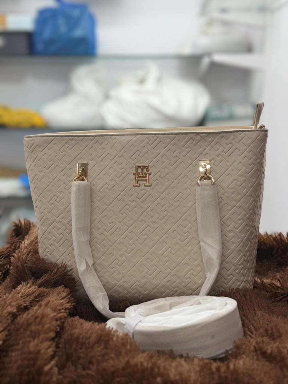 Tommy Hilfiger TH Monogram Embossed Mini Tote Bag