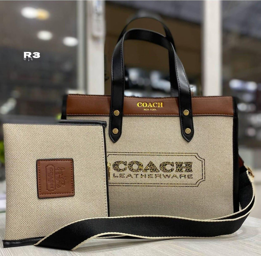 Coach 2pc Canvas Field Tote Bag & Emboss Field Tote Bag