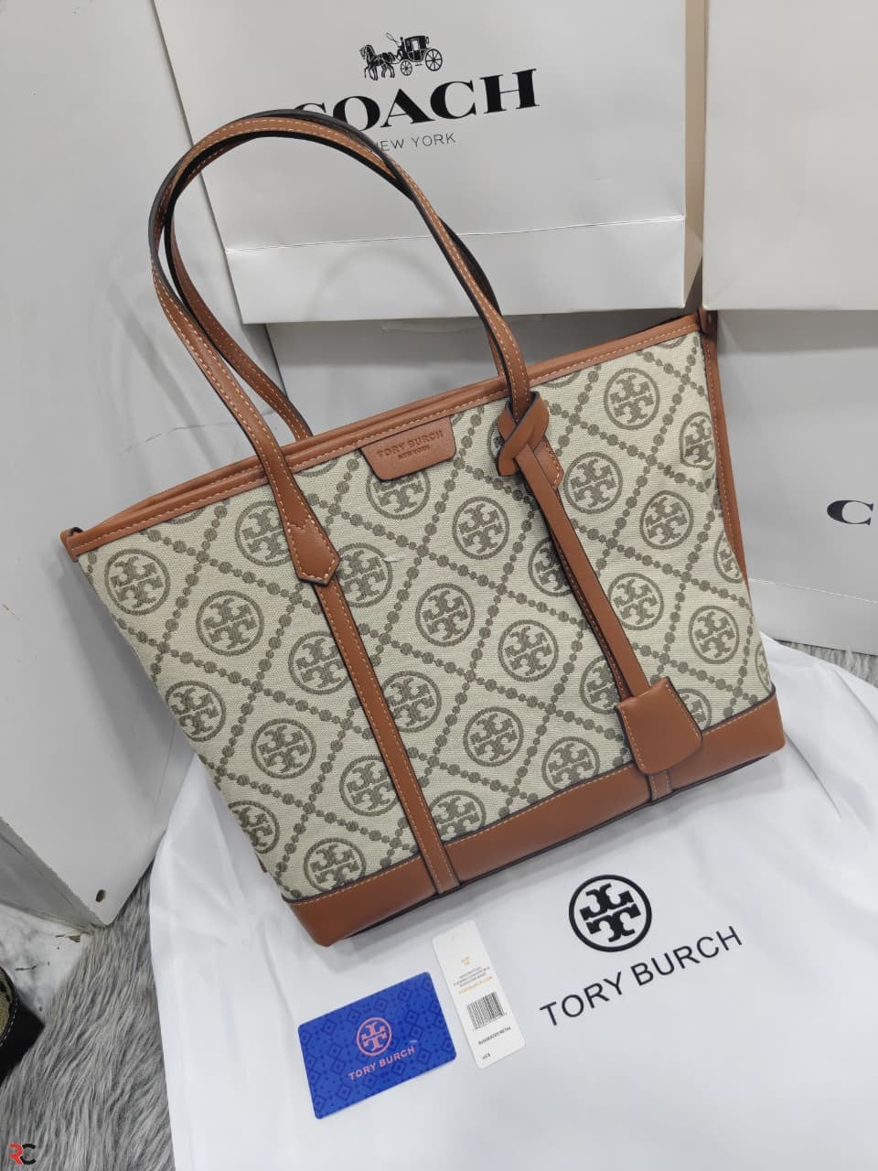 Tory Burch Perry Jacquard T Monogram Tote Bag