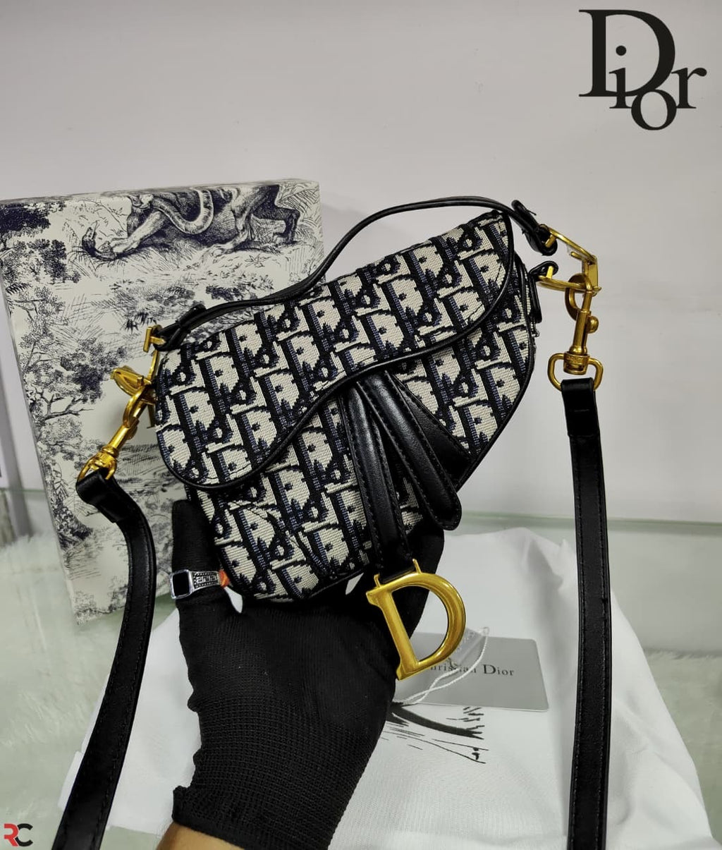 Dior Mini Oblique Jacquard Saddle Bag