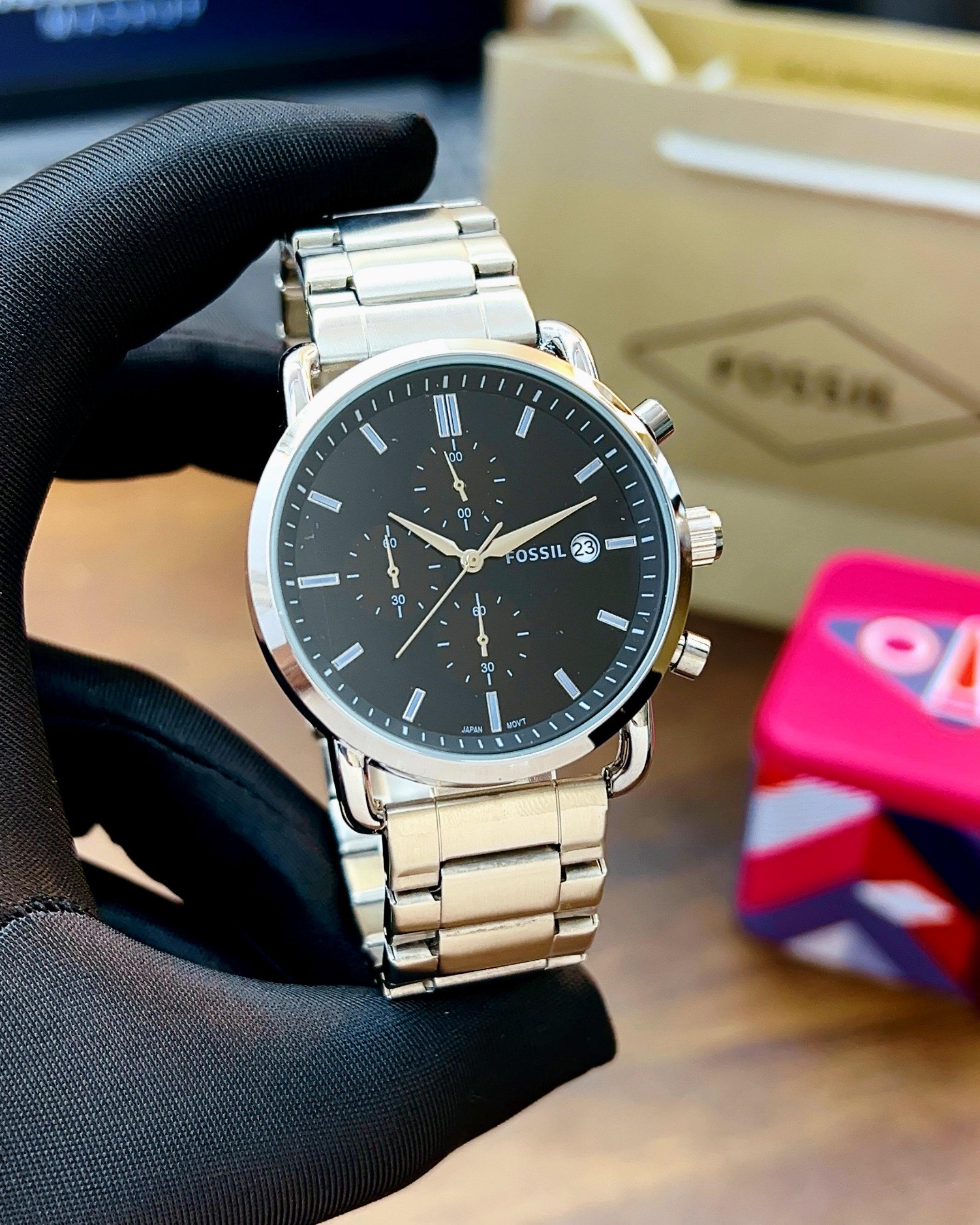 Fossil Commuter Silver Metal Strap