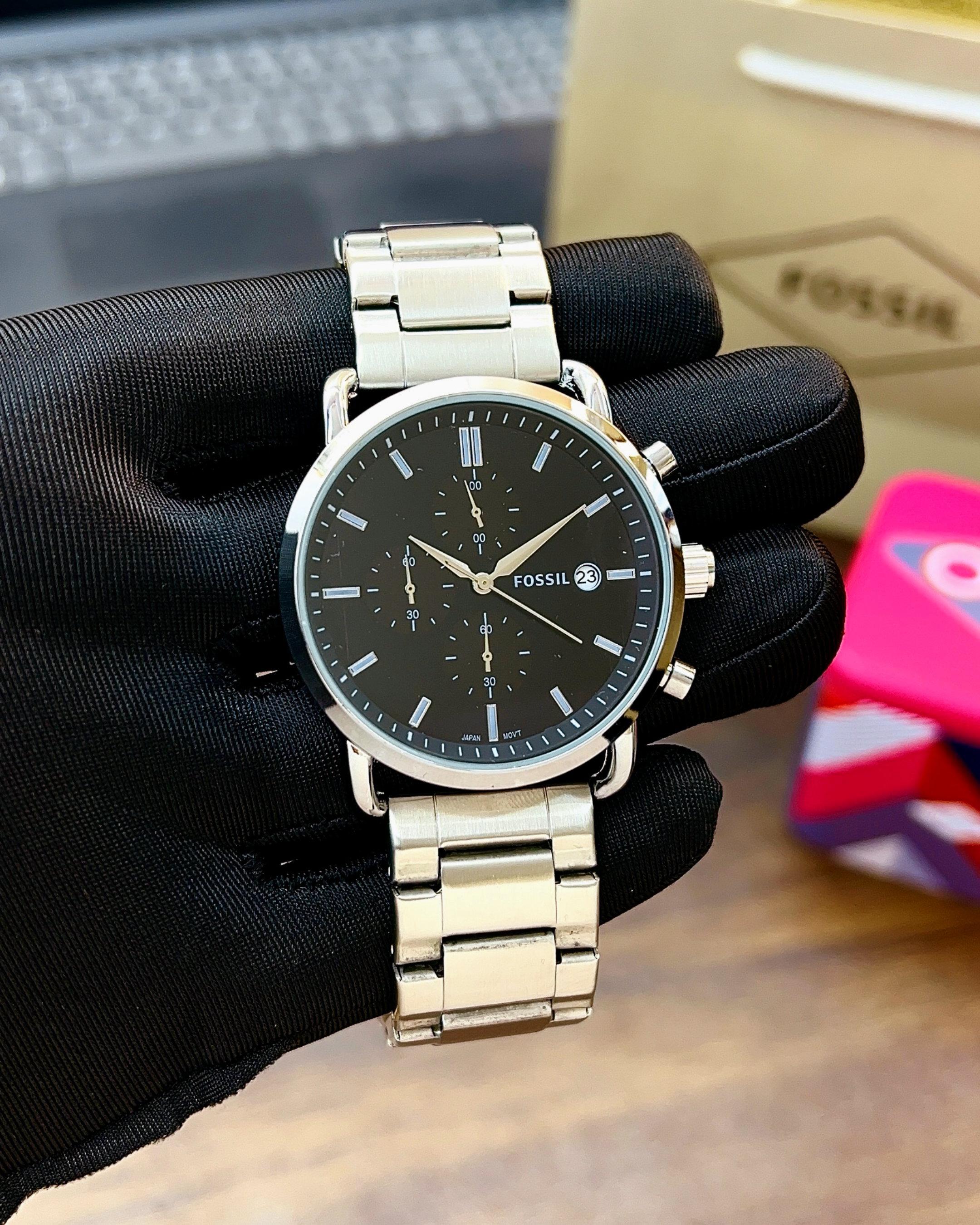 Fossil Commuter Silver Metal Strap