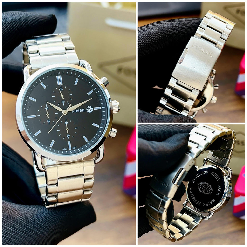 Fossil Commuter Silver Metal Strap