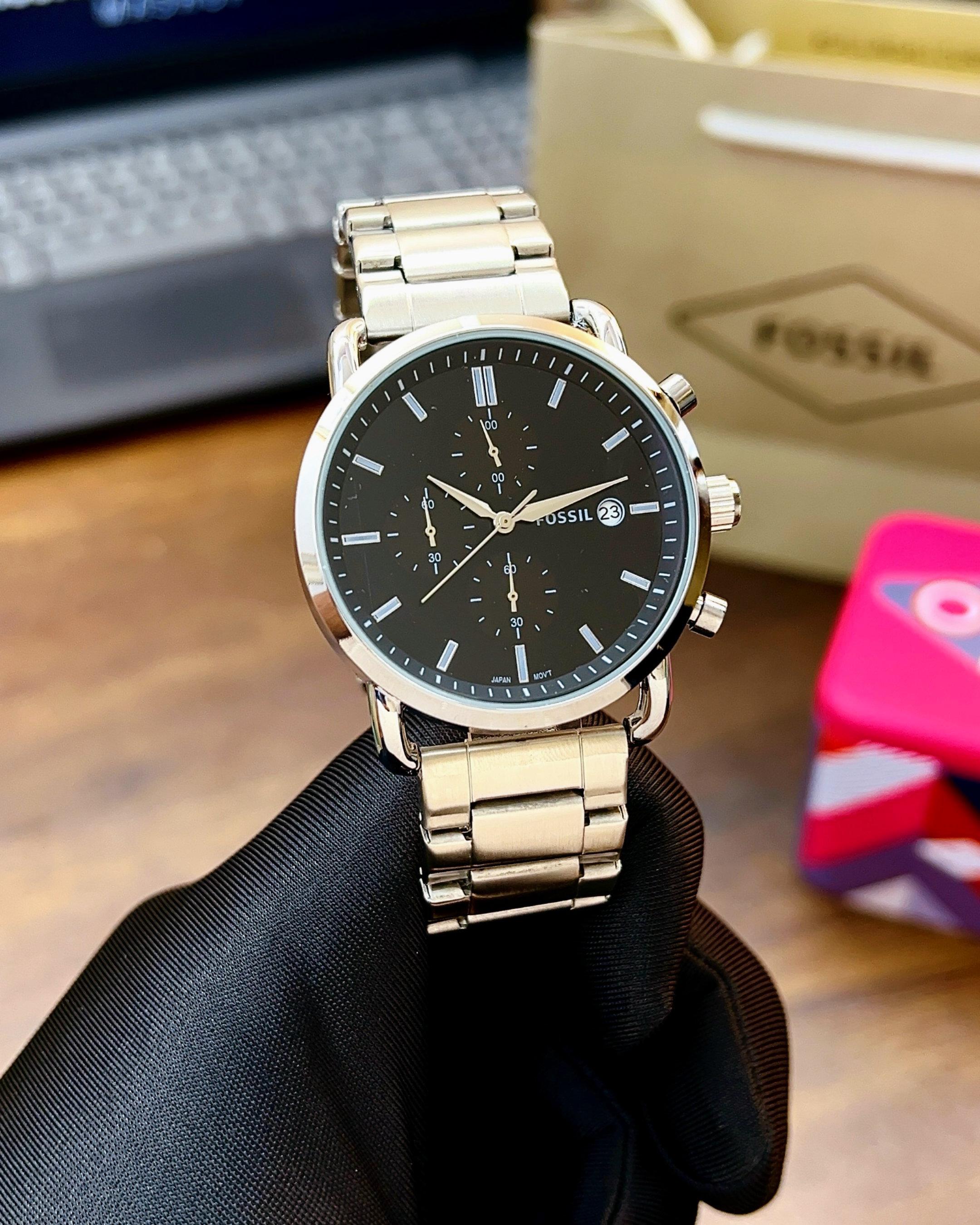 Fossil Commuter Silver Metal Strap