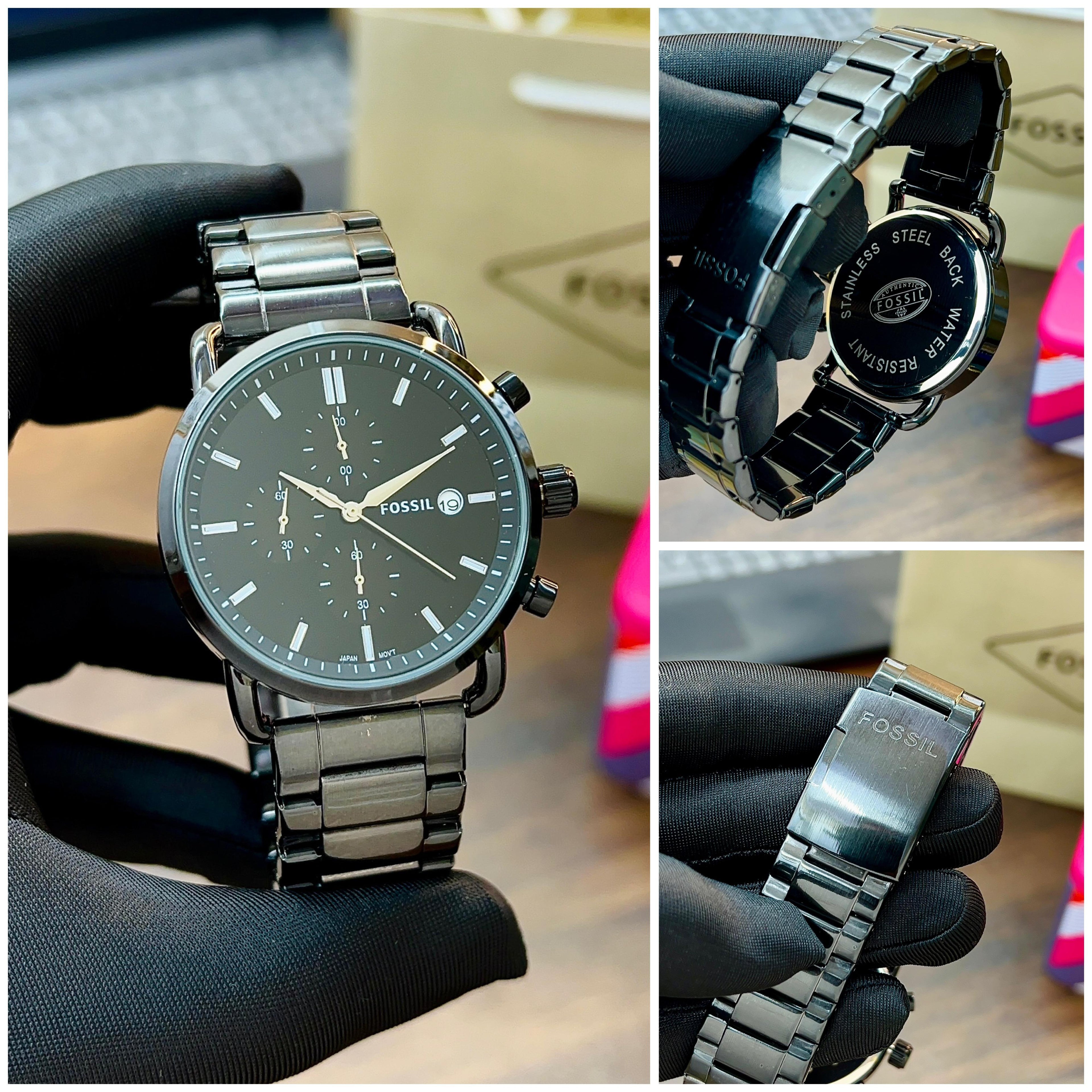 Fossil Commuter Black Metal Strap