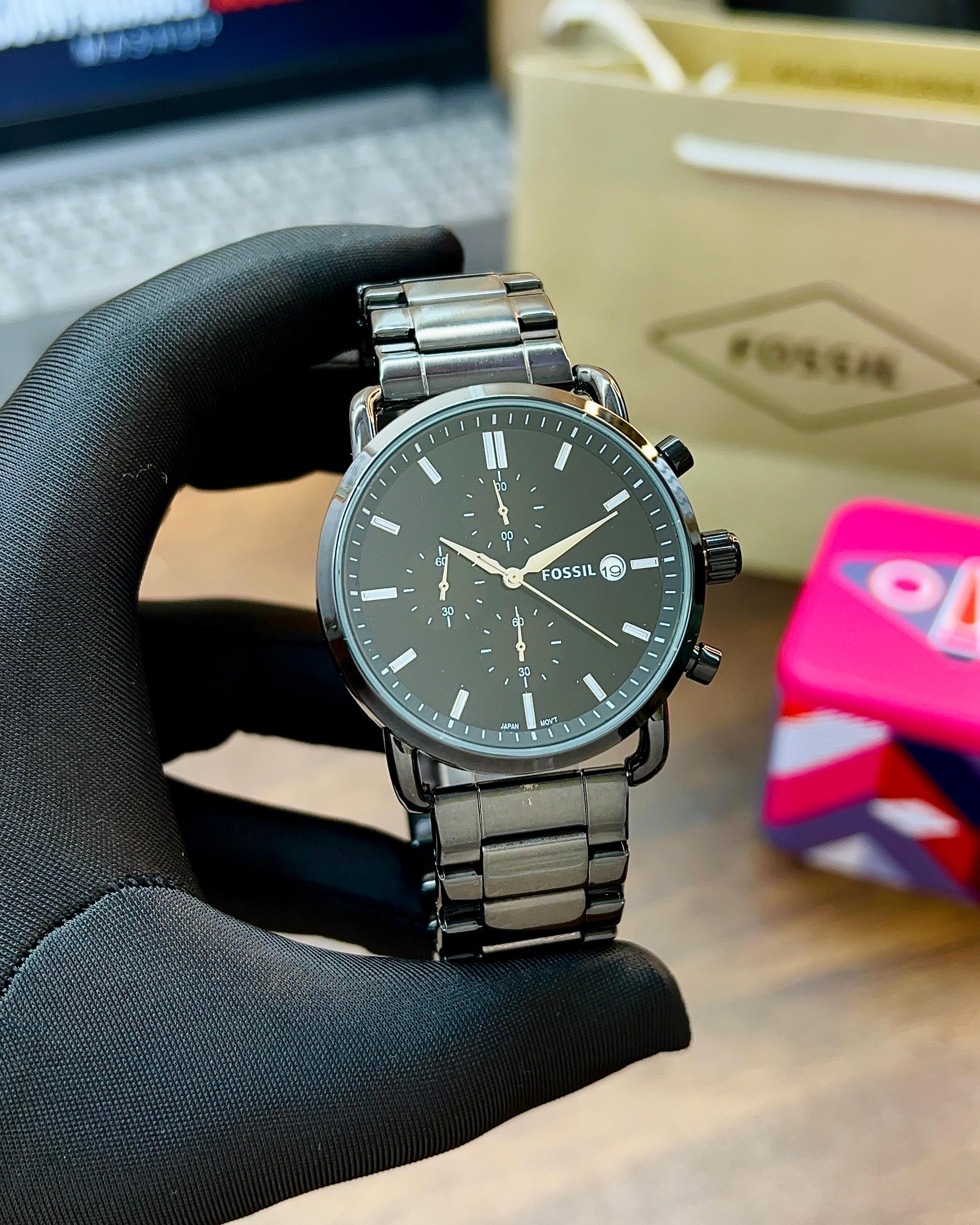 Fossil Commuter Black Metal Strap