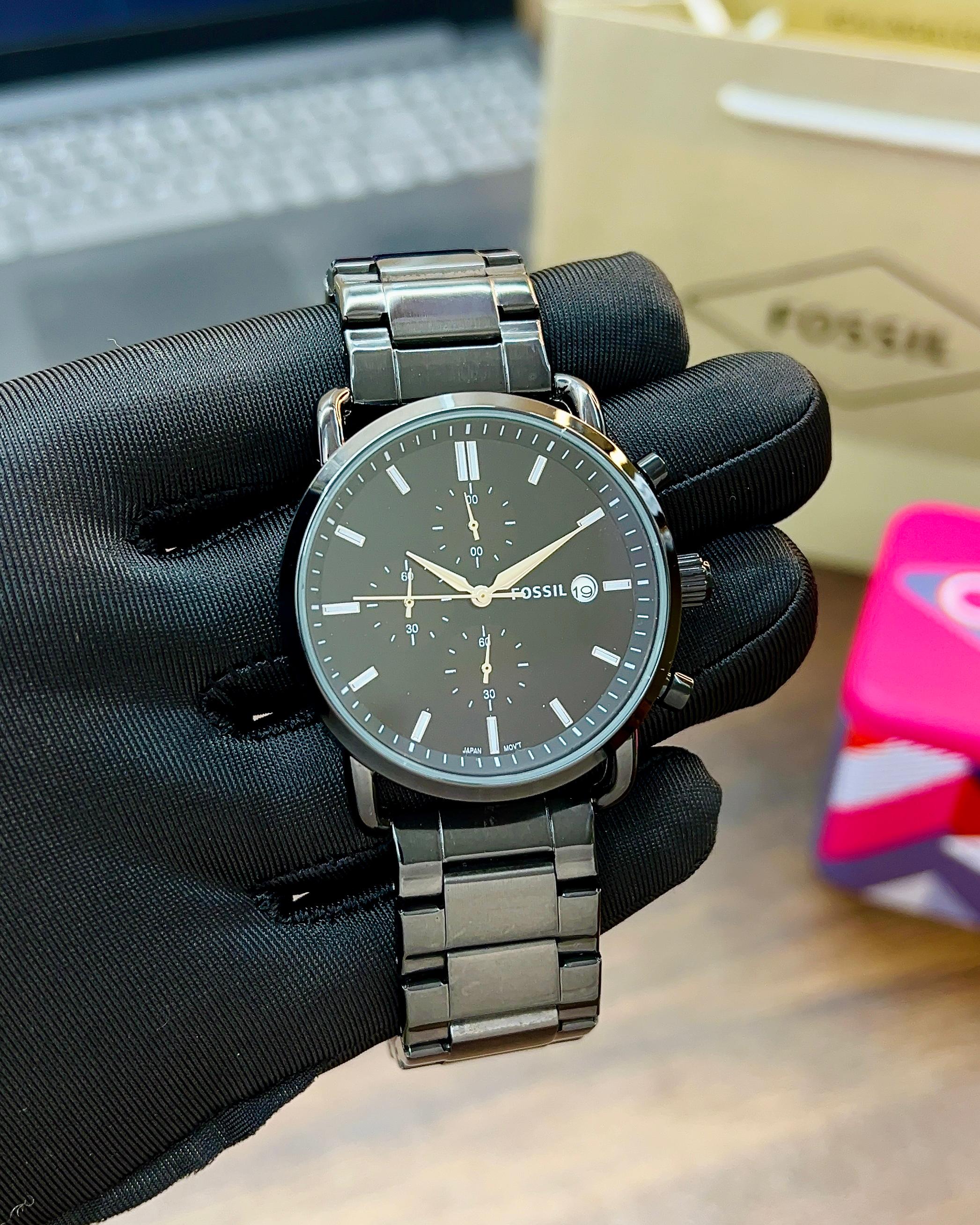 Fossil Commuter Black Metal Strap