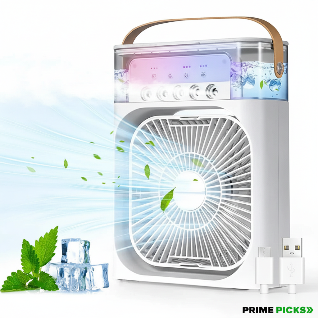 Portable Air Cooler Fan with 7-Color Light – Personal AC Fan
