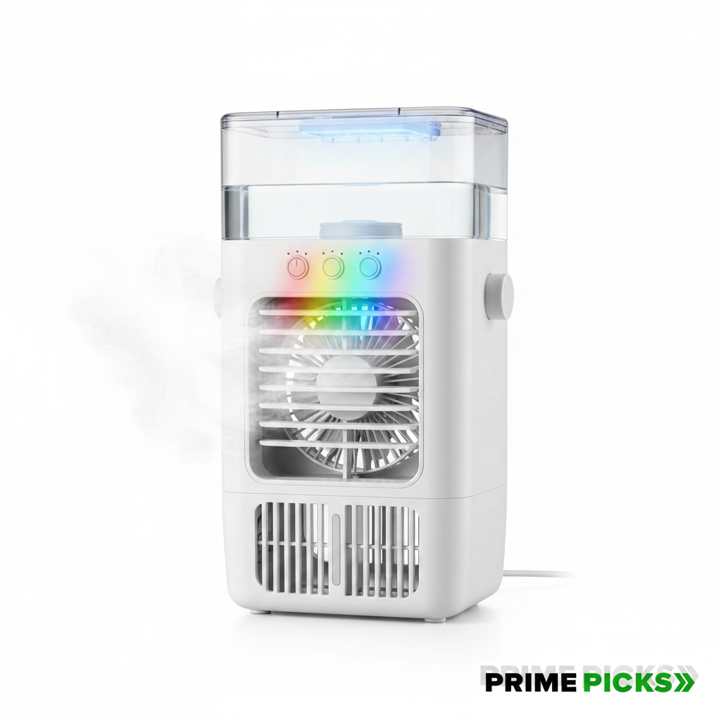 Portable Air Cooler Fan with 7-Color Light – Personal AC Fan