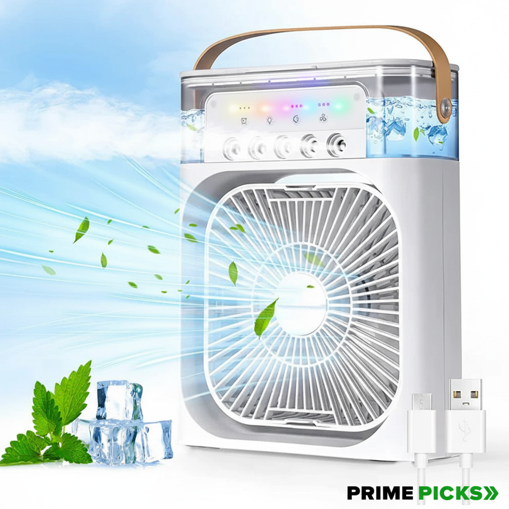 Portable Air Cooler Fan with 7-Color Light – Personal AC Fan