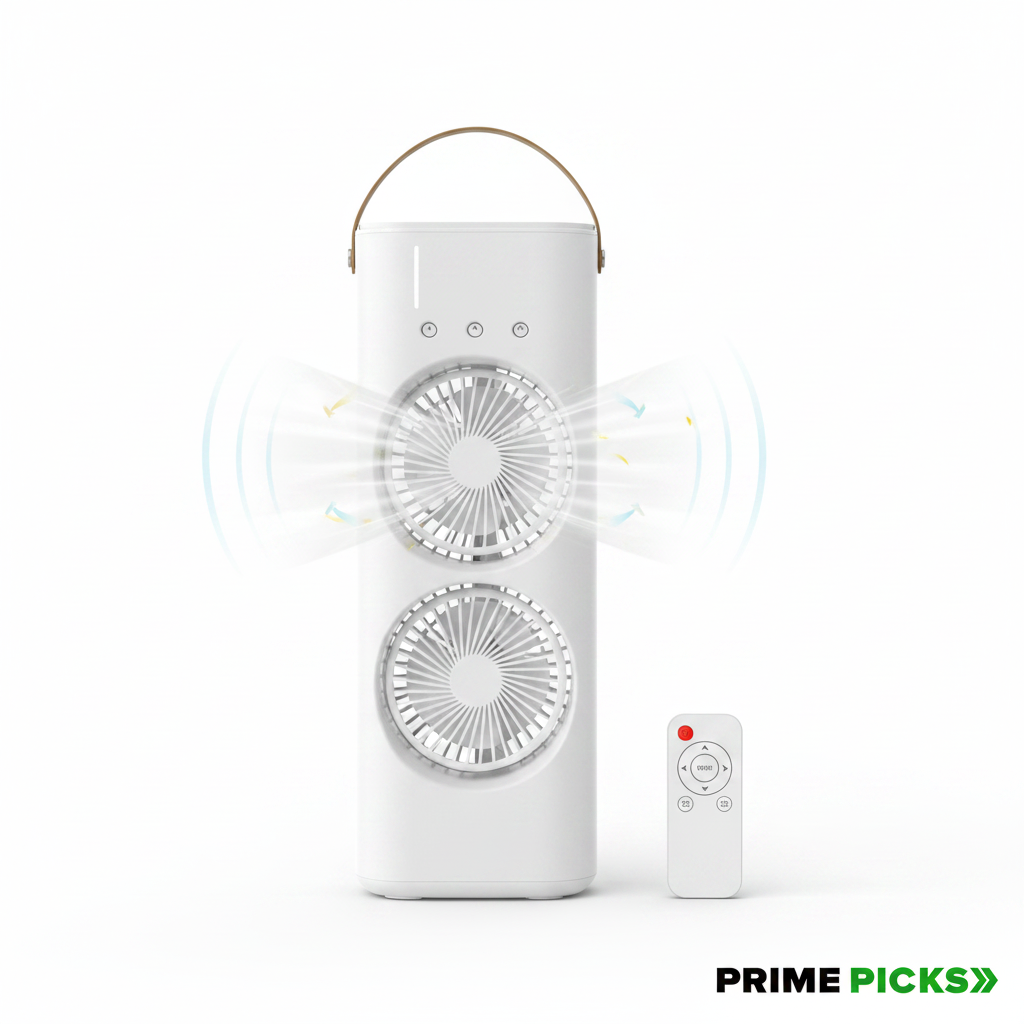 Electric Fan Desktop Double-Head Powerful Air (1 Pc / With Remote / Plug and Play)