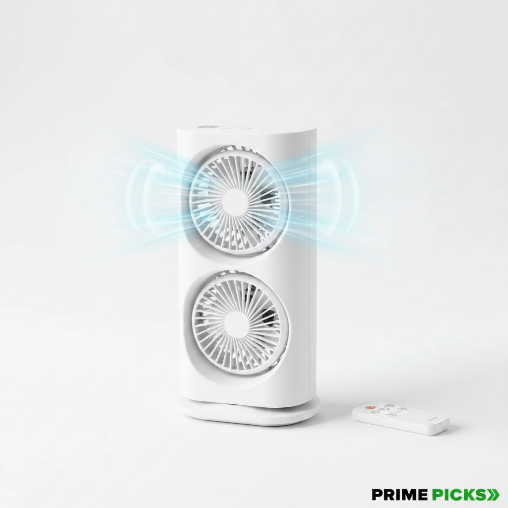 Electric Fan Desktop Double-Head Powerful Air (1 Pc / With Remote / Plug and Play)