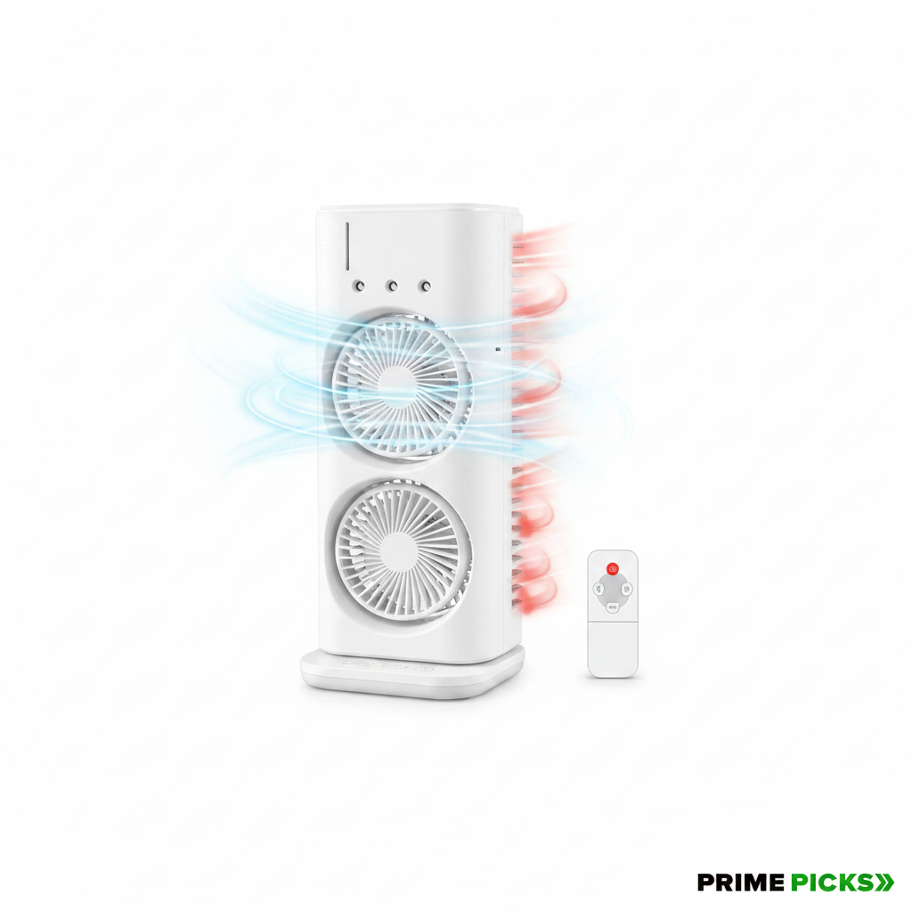 Electric Fan Desktop Double-Head Powerful Air (1 Pc / With Remote / Plug and Play)
