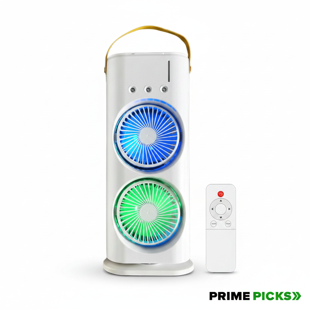 Electric Fan Desktop Double-Head Powerful Air (1 Pc / With Remote / Plug and Play)