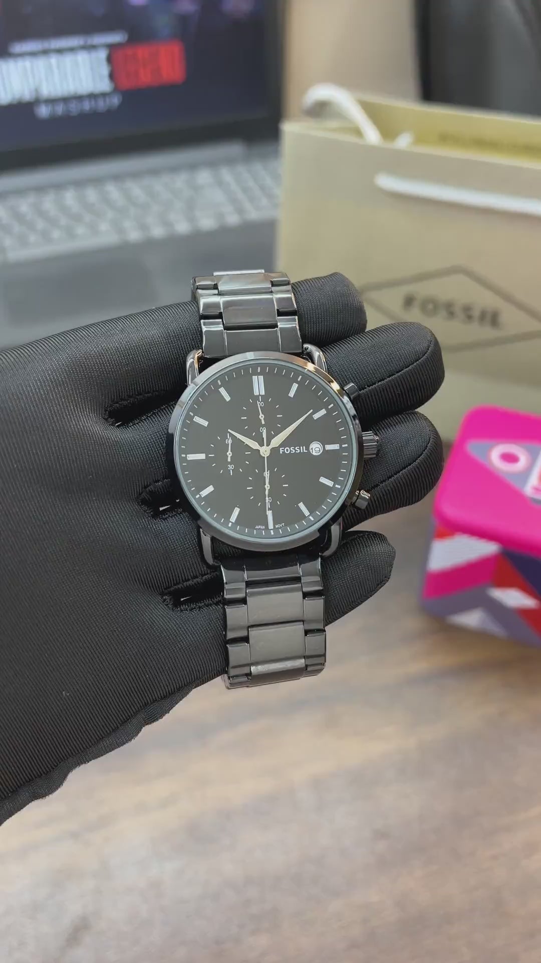 Fossil Commuter Black Metal Strap