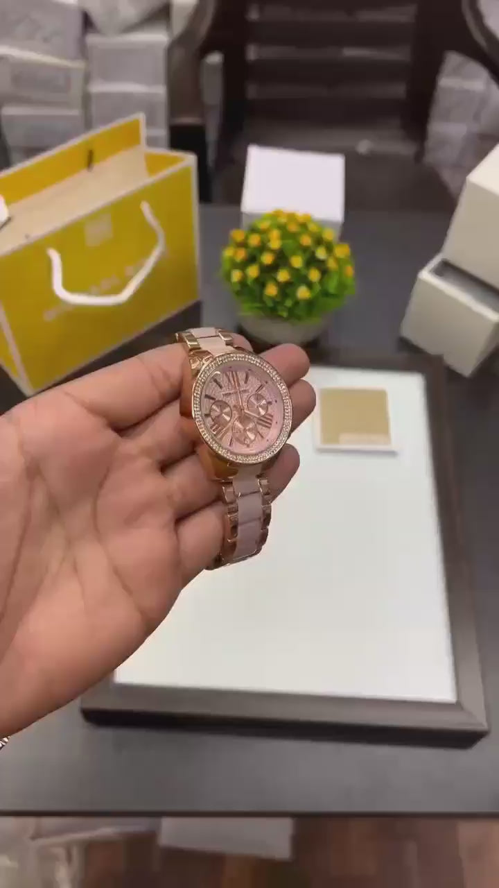 Michael Kors Wren Crystal Pave Dial Chronograph Ladies Watch MK6096