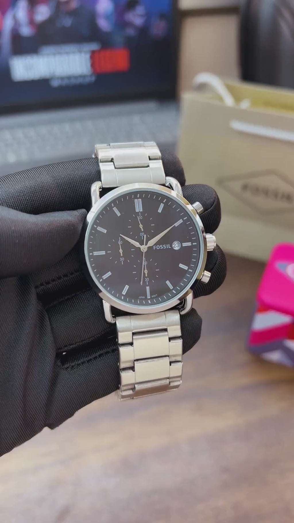 Fossil Commuter Silver Metal Strap