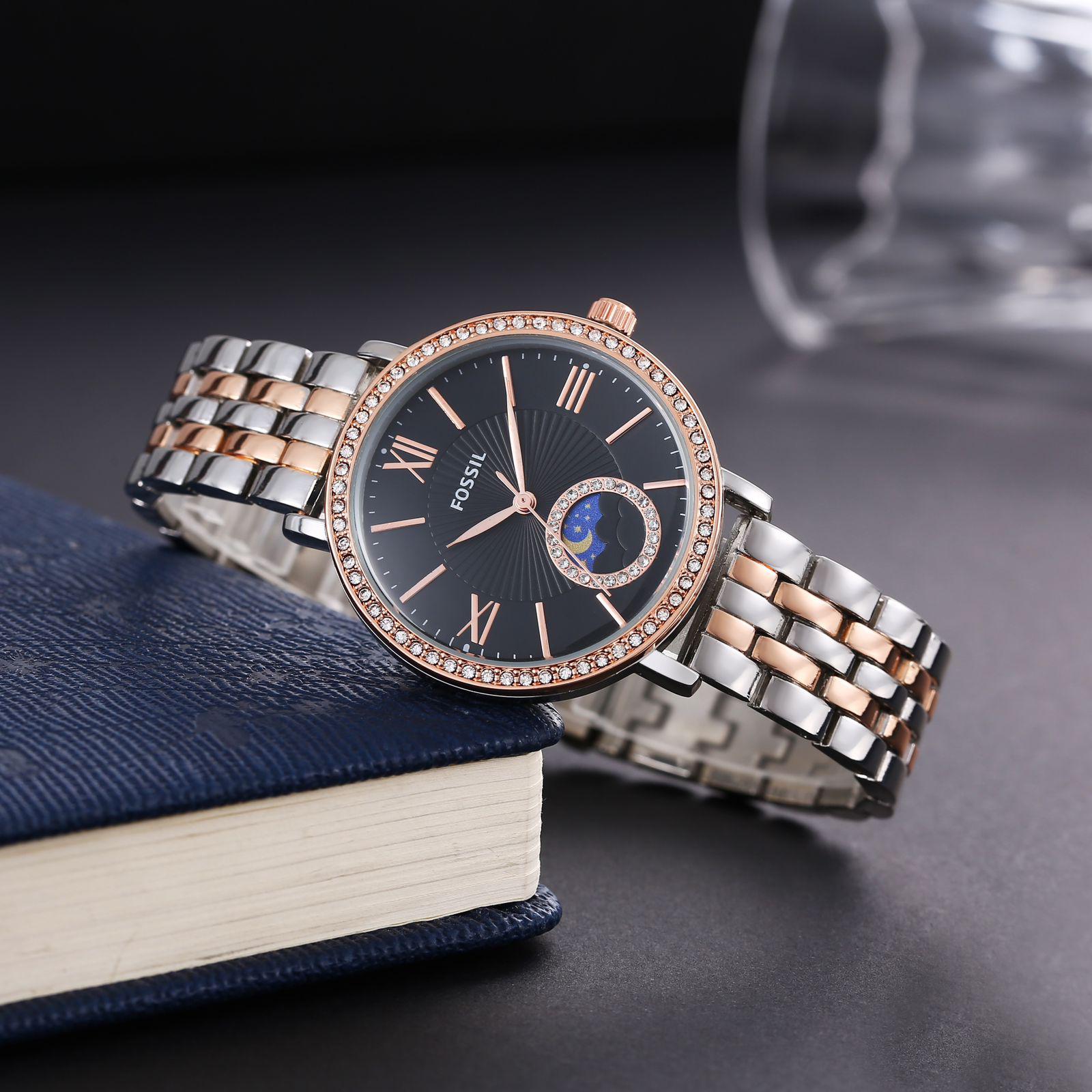 Fossil With Diamond Embedded Dial