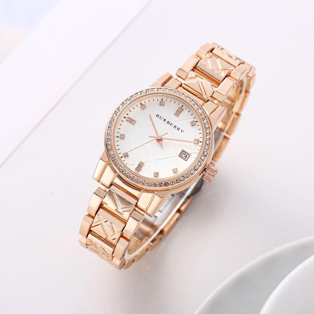 Burberry Dual Tone Diamond Studded