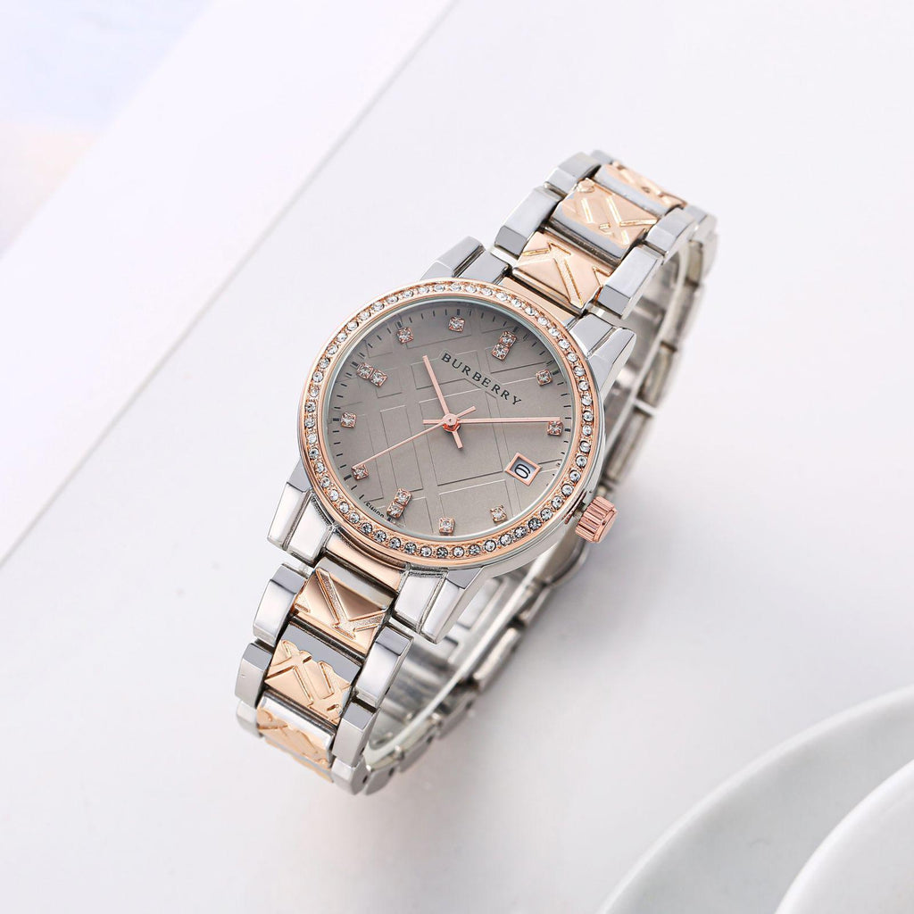 Burberry Dual Tone Diamond Studded