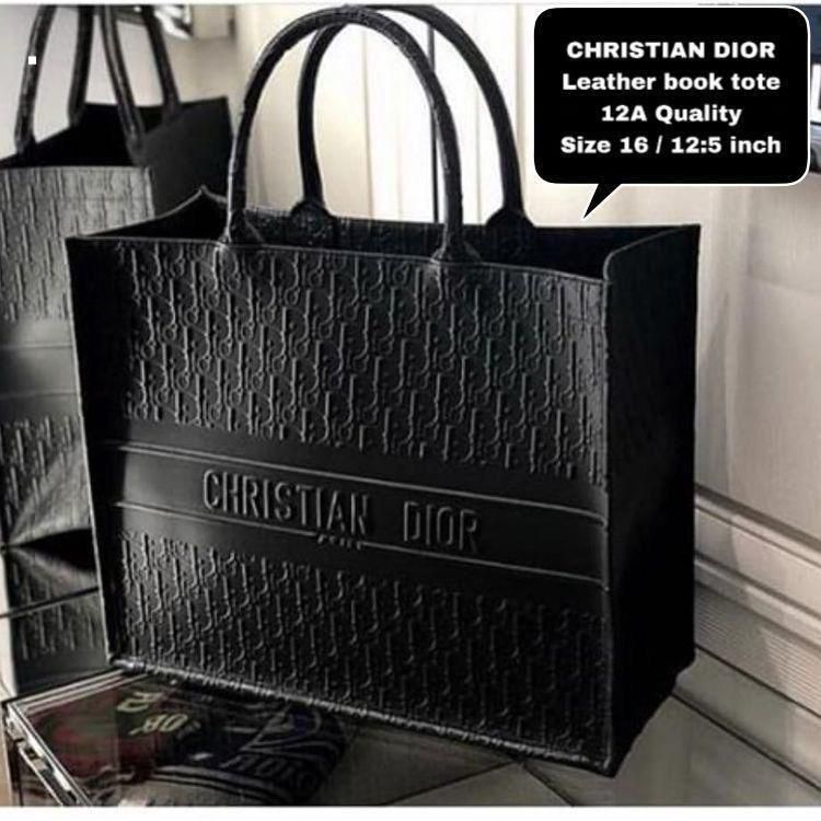 Christian Dior Leather Book Tote Oblique Bag