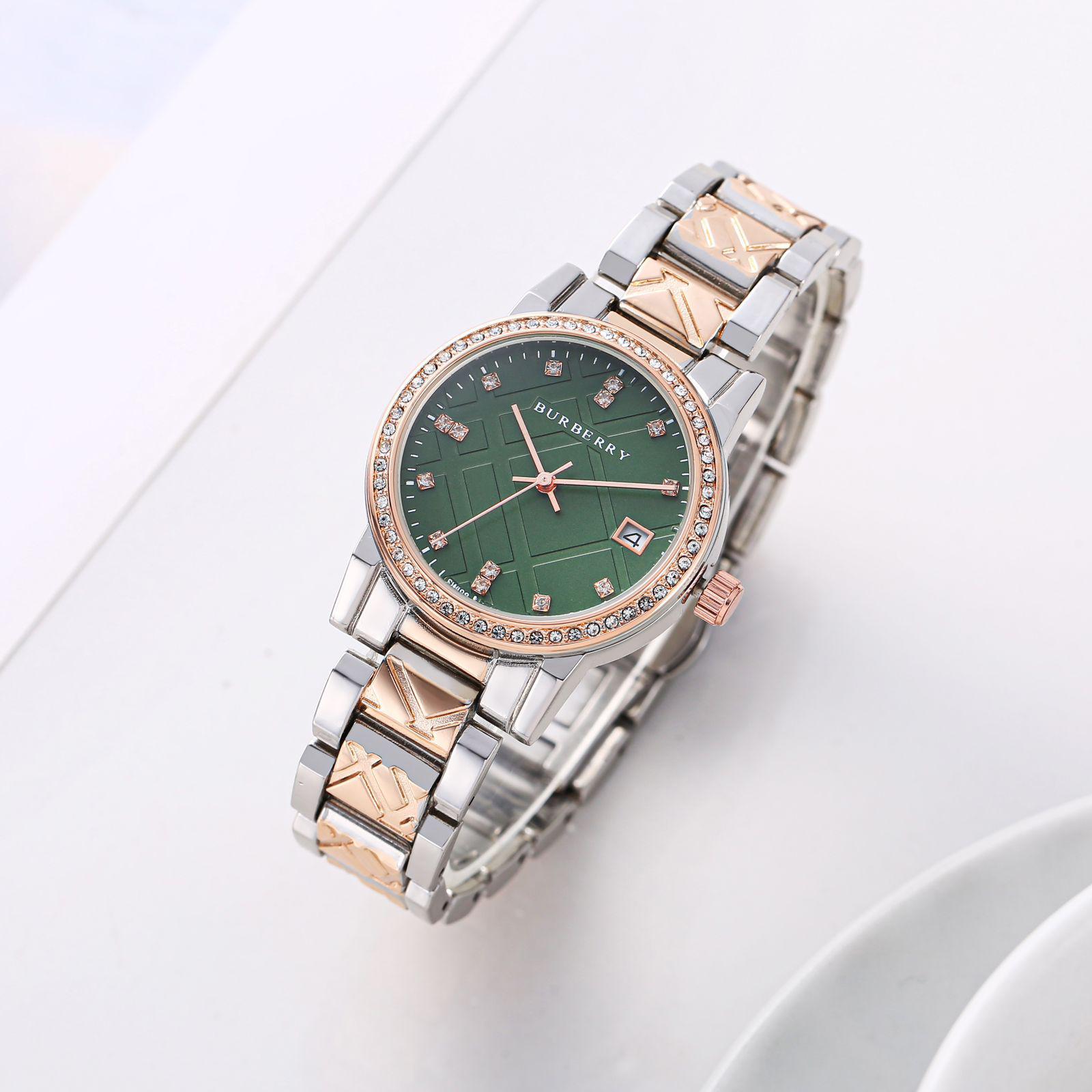 Burberry Dual Tone Diamond Studded