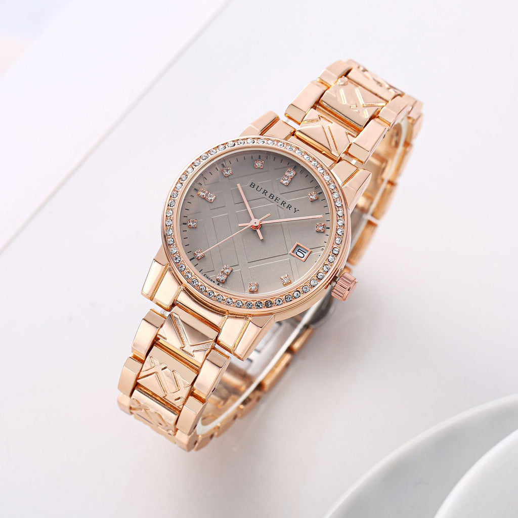 Burberry Dual Tone Diamond Studded